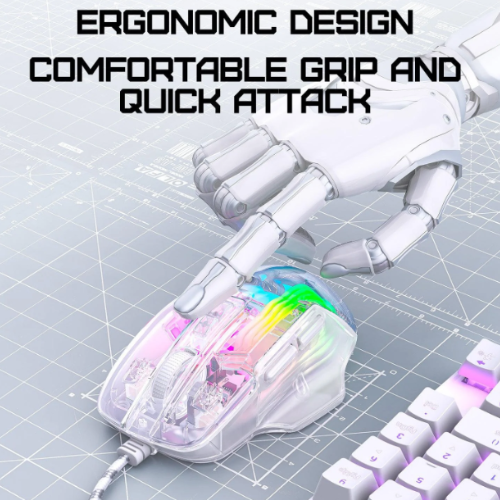 Onikuma CW923 Transparent RGB Gaming Mouse
